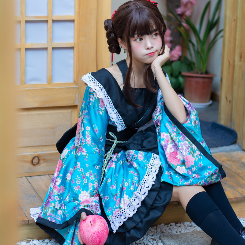 Bliss Pure Land Kimono Set Ethereal Anime Maiko Cosplay Elegance