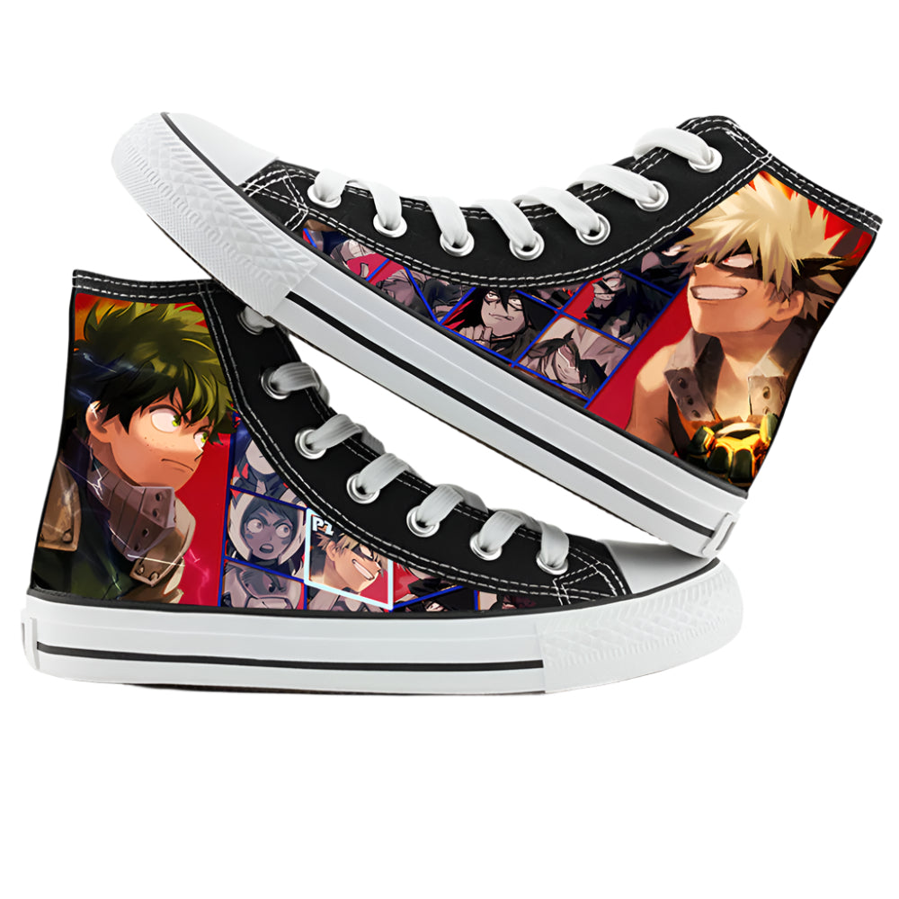 My Hero Academia High-Top Canvas Shoes Anime Graffiti Style for Men, Women & Couples