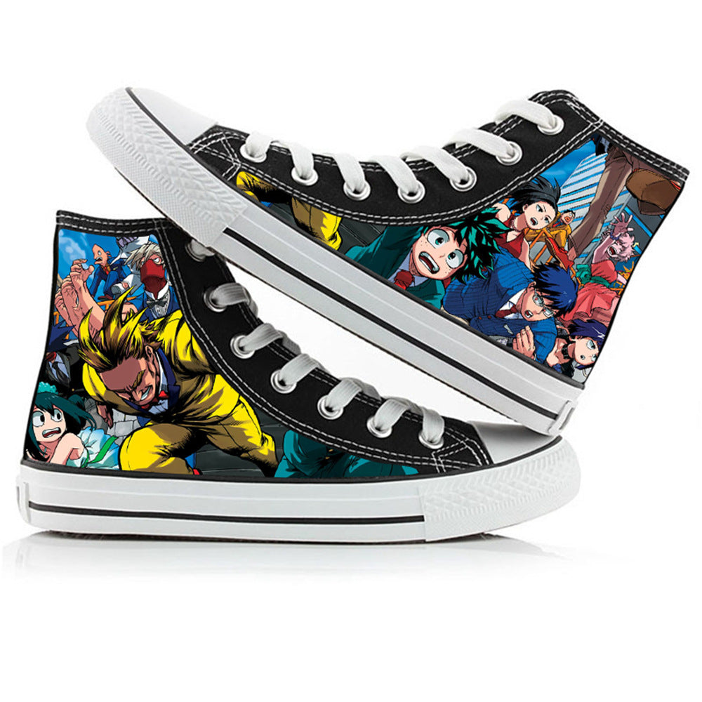 My Hero Academia High-Top Canvas Shoes Anime Graffiti Style for Men, Women & Couples