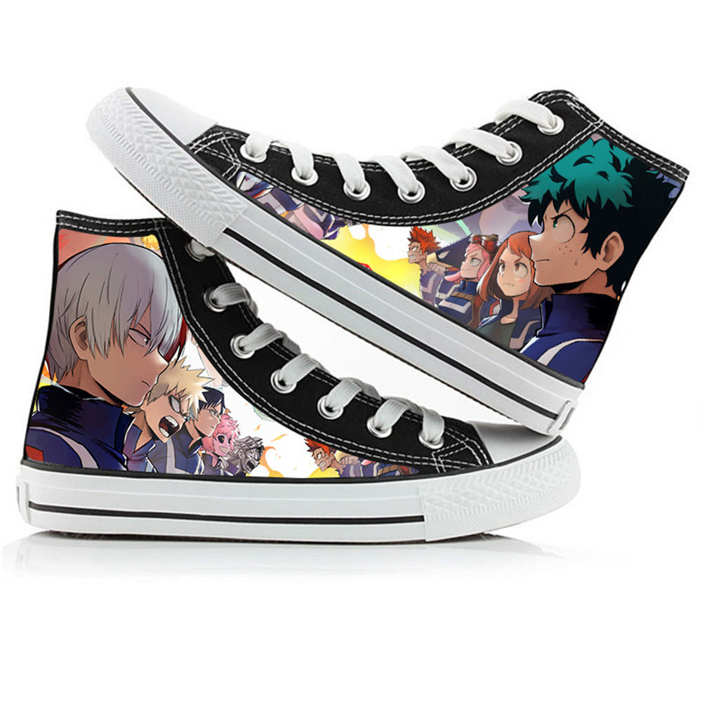 My Hero Academia High-Top Canvas Shoes Anime Graffiti Style for Men, Women & Couples