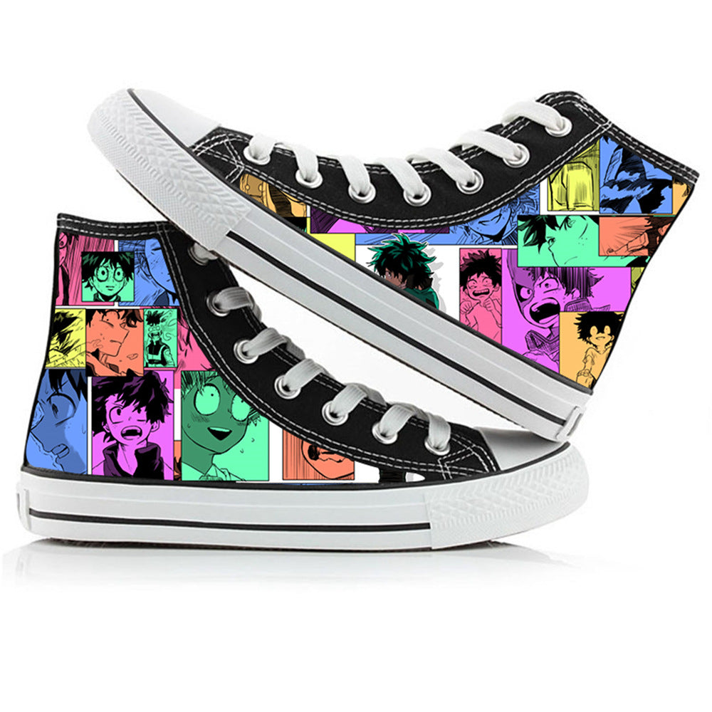 My Hero Academia High-Top Canvas Shoes Anime Graffiti Style for Men, Women & Couples