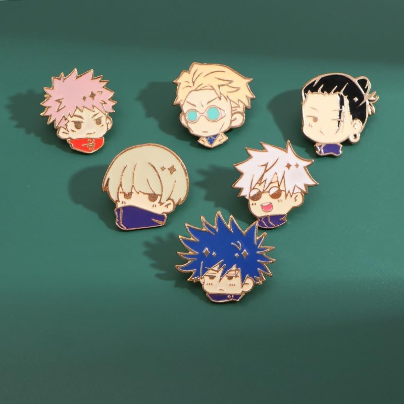 Anime JJK Pins 8PC - Anime Satoru Yuji Megumi Nanami Kento Geto Suguru Cosplay Figure Merch Pins for Backpacks