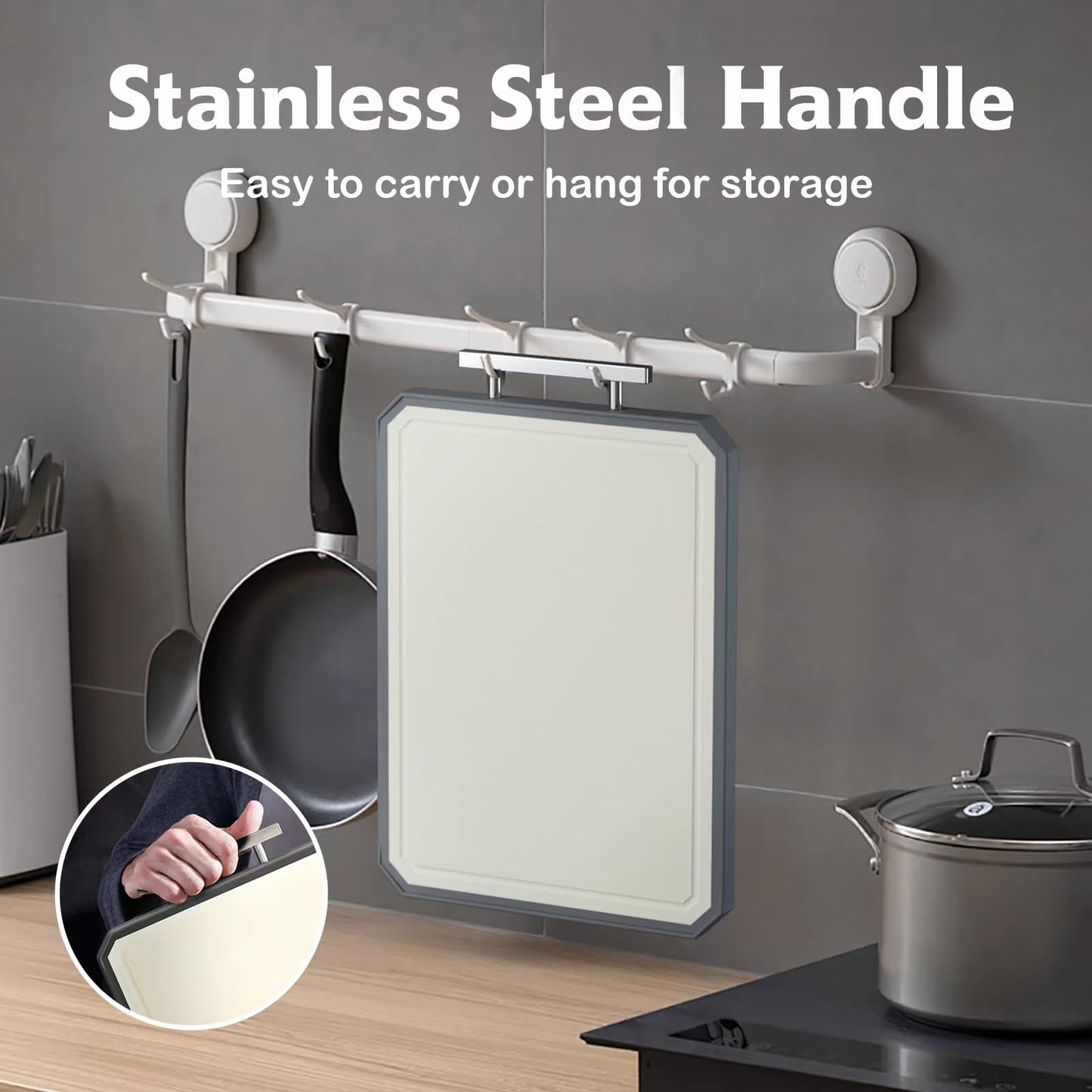 SNOWCLAD Stainless Steel Cutting Board,Double Sided Steel Cutting Boards for kitchen,Stainless Steel/Wheat straw pp Large Cutting Board for meat,Dishwasher Safe,non toxic Chopping Board,16 * 11 Inch
