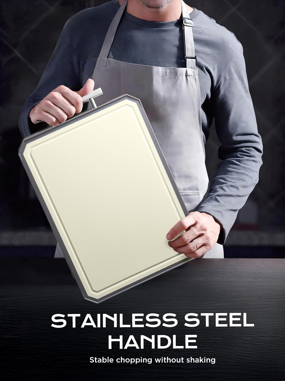 SNOWCLAD Stainless Steel Cutting Board,Double Sided Steel Cutting Boards for kitchen,Stainless Steel/Wheat straw pp Large Cutting Board for meat,Dishwasher Safe,non toxic Chopping Board,16 * 11 Inch