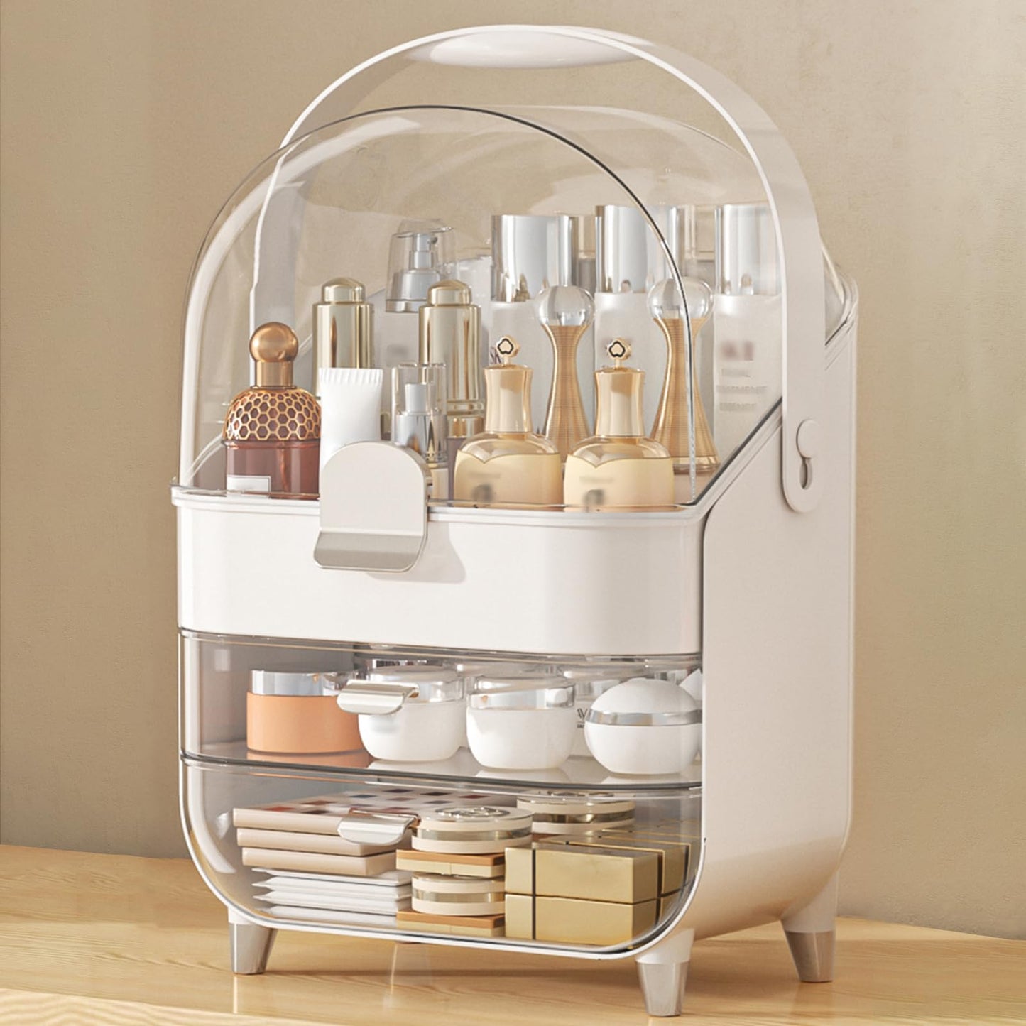 Makeup Organizer, Skincare Holder Bathroom Counter Organizer, Storage Box Cosmetic Display Cases, Teen Girl Gifts Trendy Stuff Make up Organizers for Vanity, Dresser, Countertop (Rose Gold)