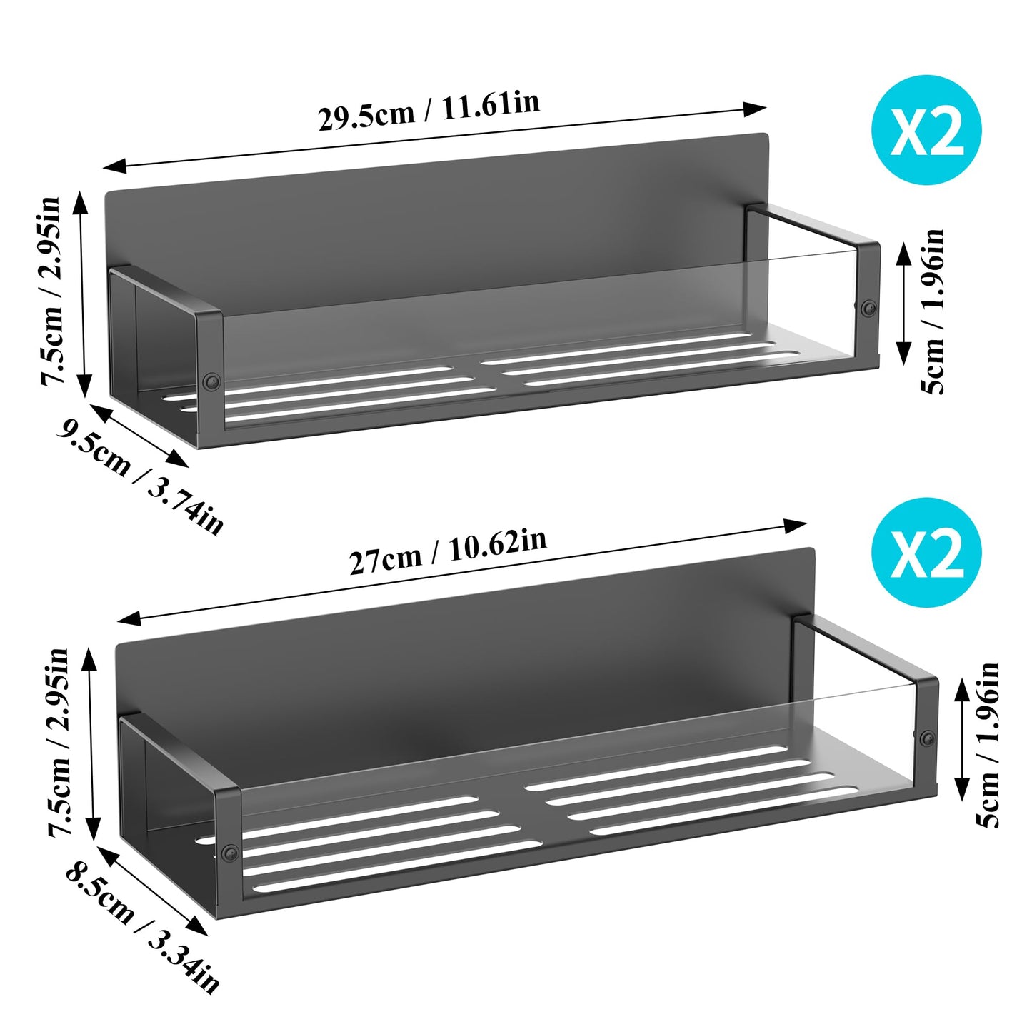4 Pack Magnetic Spice Storage Rack Organizer for Refrigerator and Oven, Black Fridge Organizers and Storage