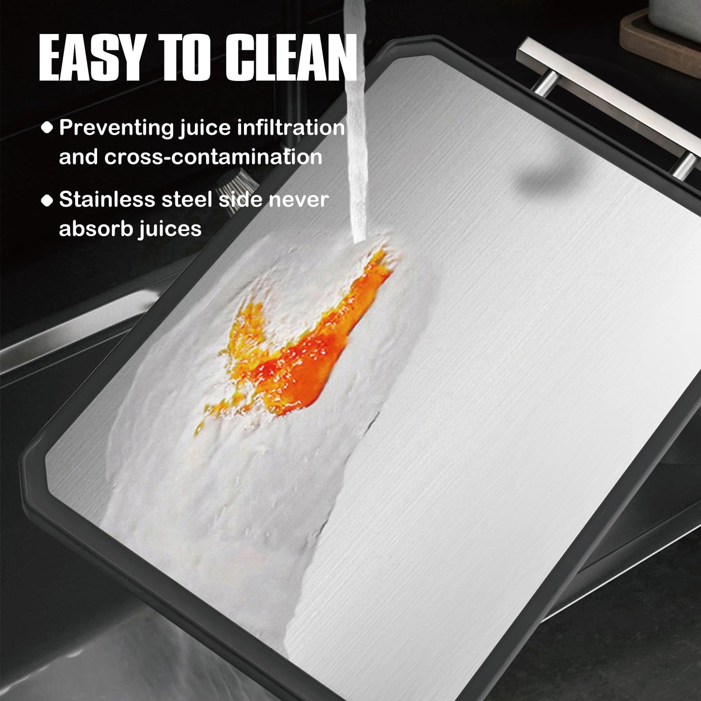 SNOWCLAD Stainless Steel Cutting Board,Double Sided Steel Cutting Boards for kitchen,Stainless Steel/Wheat straw pp Large Cutting Board for meat,Dishwasher Safe,non toxic Chopping Board,16 * 11 Inch