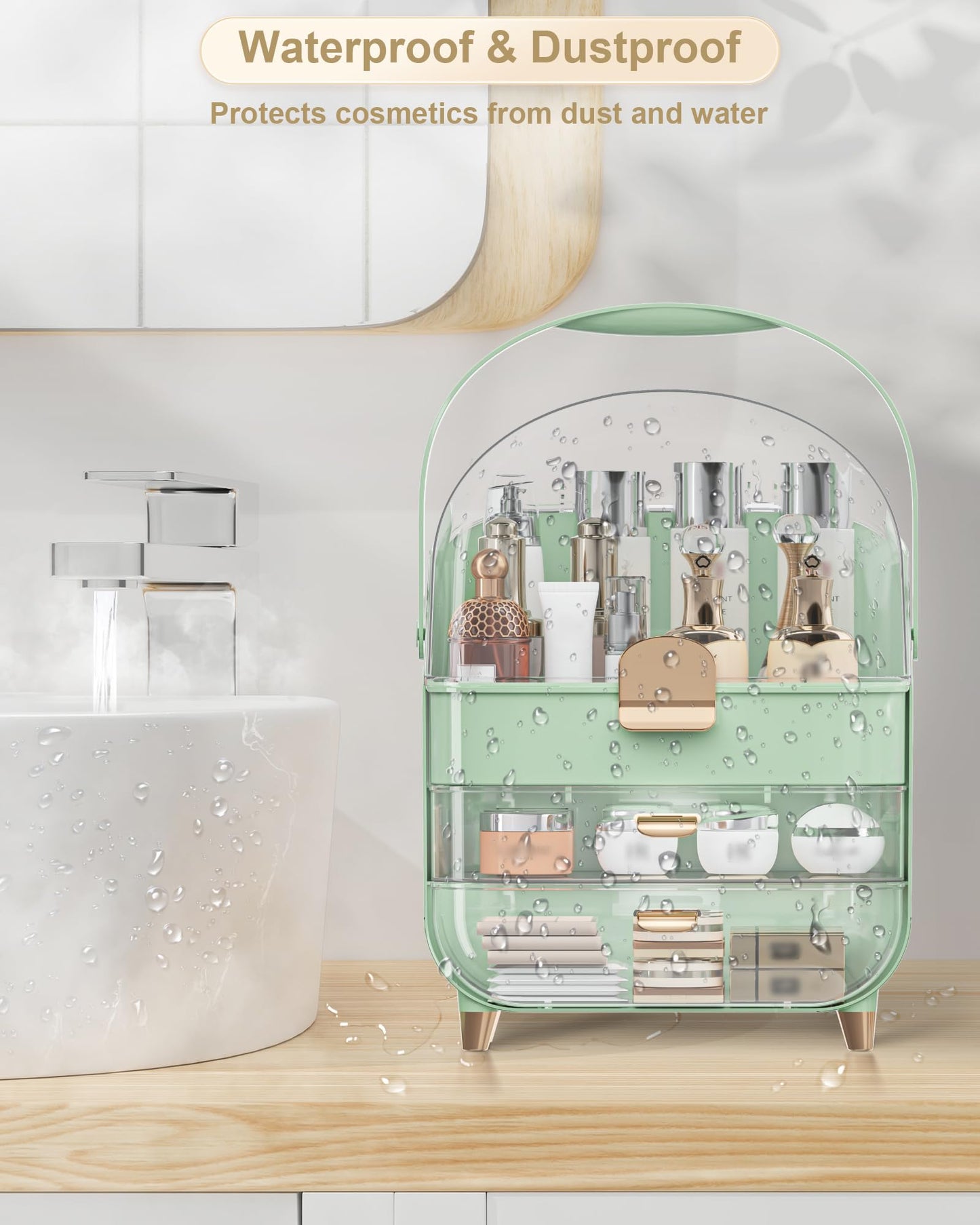 Makeup Organizer, Skincare Holder Bathroom Counter Organizer, Storage Box Cosmetic Display Cases, Teen Girl Gifts Trendy Stuff Make up Organizers for Vanity, Dresser, Countertop (Rose Gold)