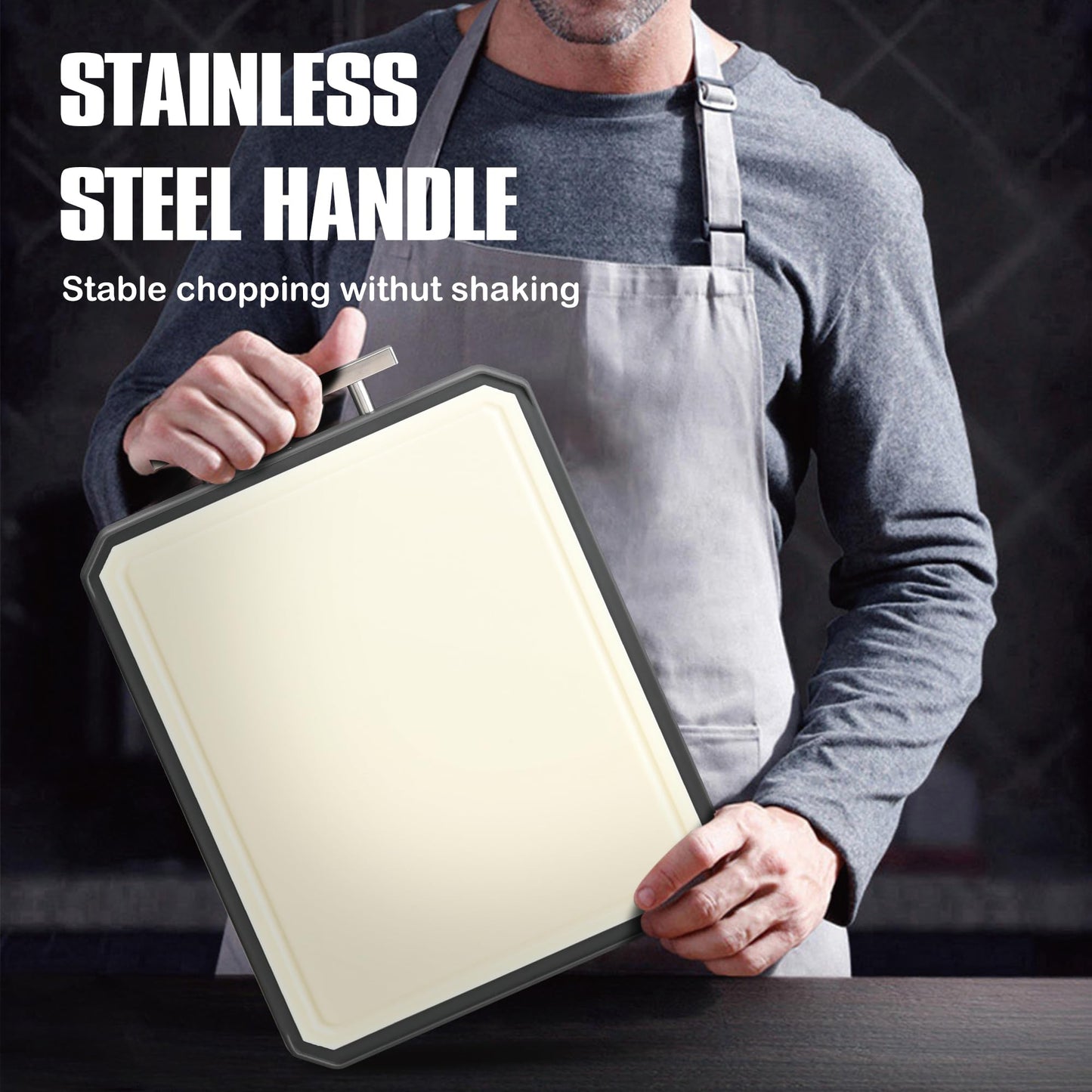 SNOWCLAD Stainless Steel Cutting Board,Double Sided Steel Cutting Boards for kitchen,Stainless Steel/Wheat straw pp Large Cutting Board for meat,Dishwasher Safe,non toxic Chopping Board,16 * 11 Inch