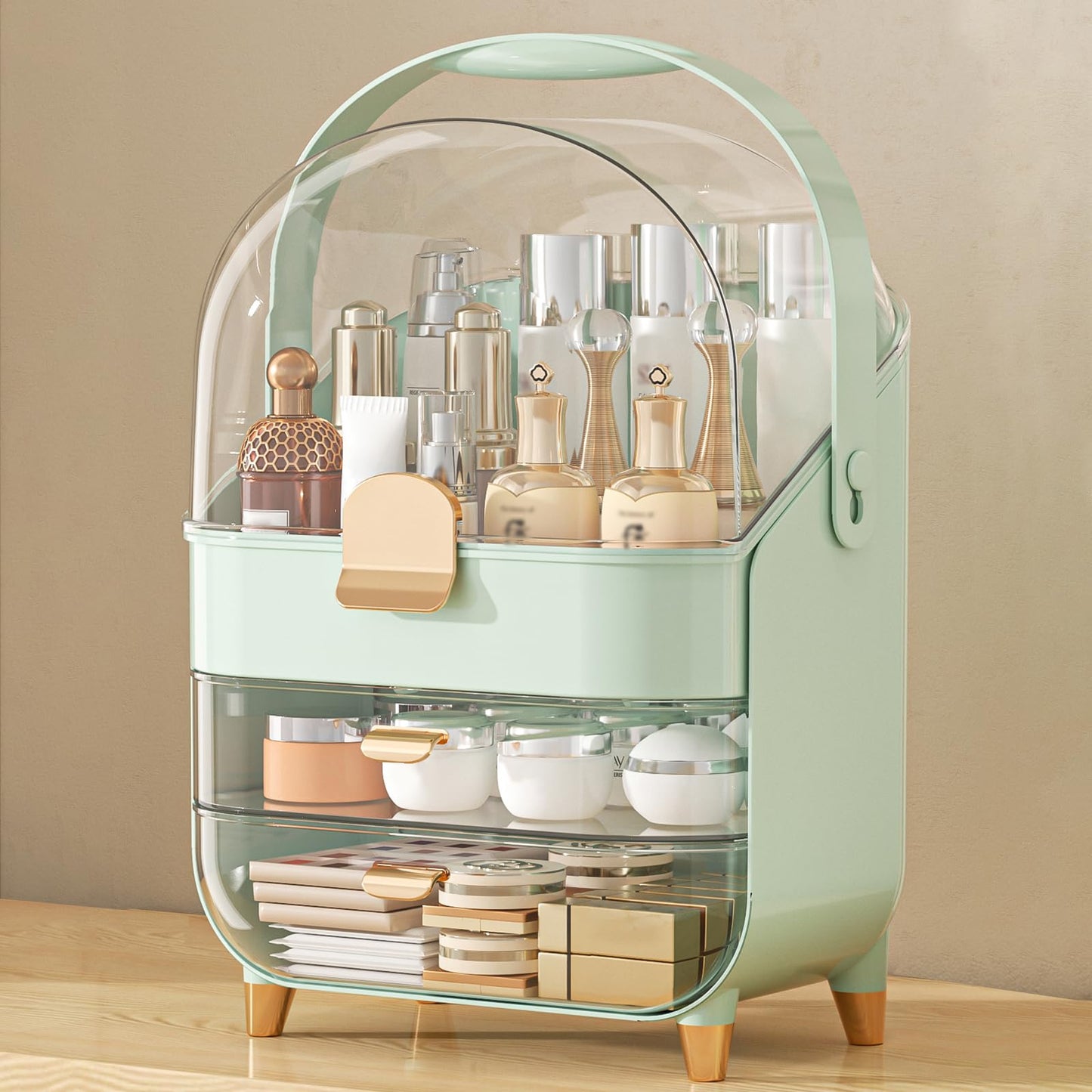 Makeup Organizer, Skincare Holder Bathroom Counter Organizer, Storage Box Cosmetic Display Cases, Teen Girl Gifts Trendy Stuff Make up Organizers for Vanity, Dresser, Countertop (Rose Gold)