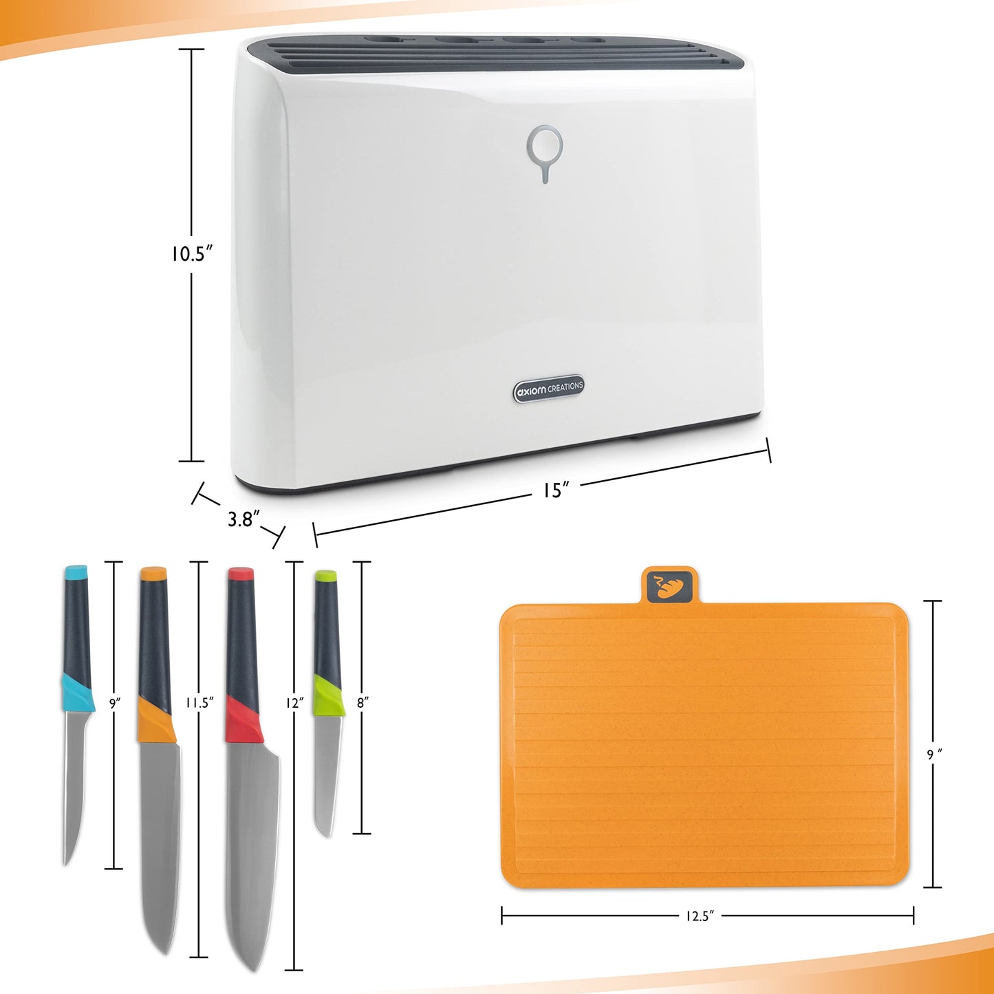 Smart Cutting Board and Knife Set - Self Cleaning Cutting Board Set with 4 Color Coded Cutting Boards, 4 Stainless Steel Knives - Drying Holder Organizer for Kitchen