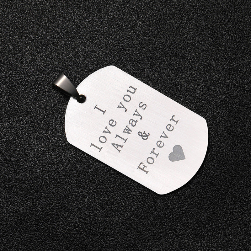 Stainless steel rose gold pendant can be engraved with parental Christmas day gift titanium steel necklace