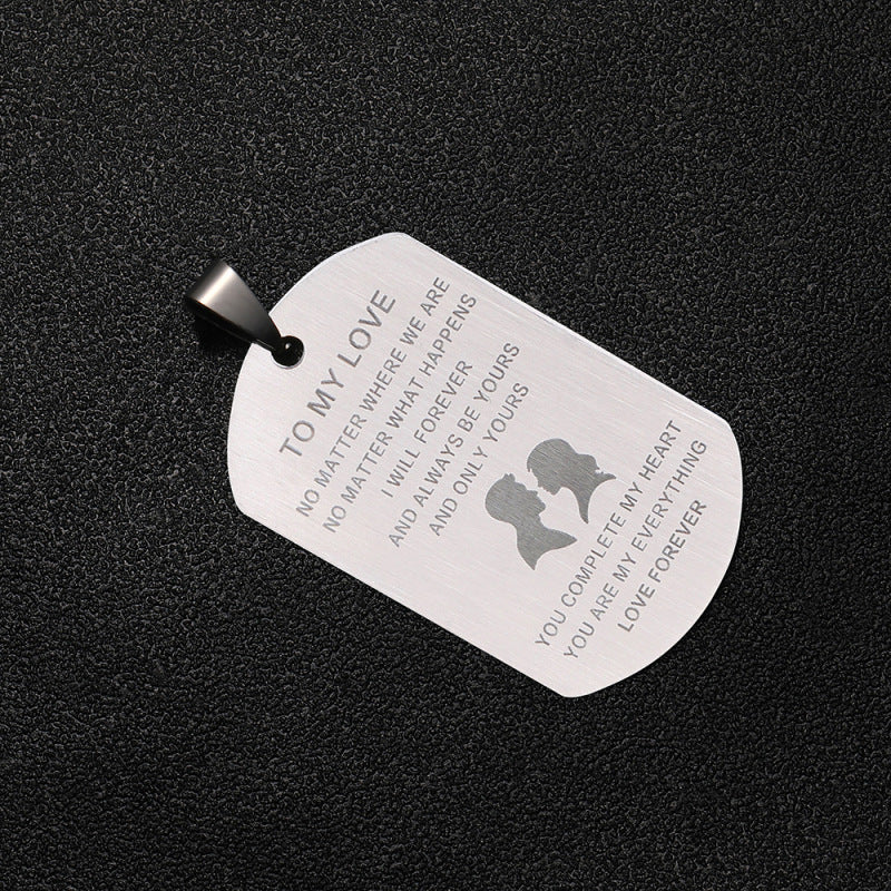 Stainless steel tag necklace to my love alphabet military pendant necklace
