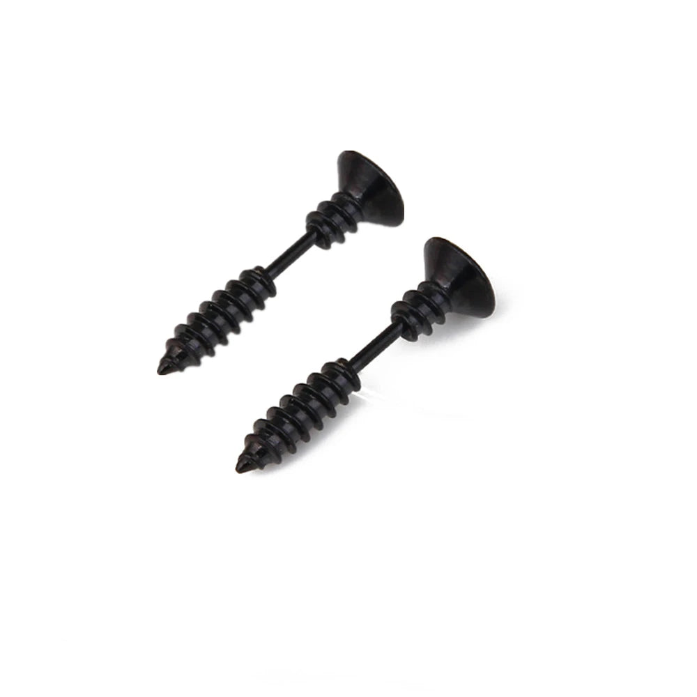 Unisex Black Punk Stainless Surgical Steel Stud Earrings