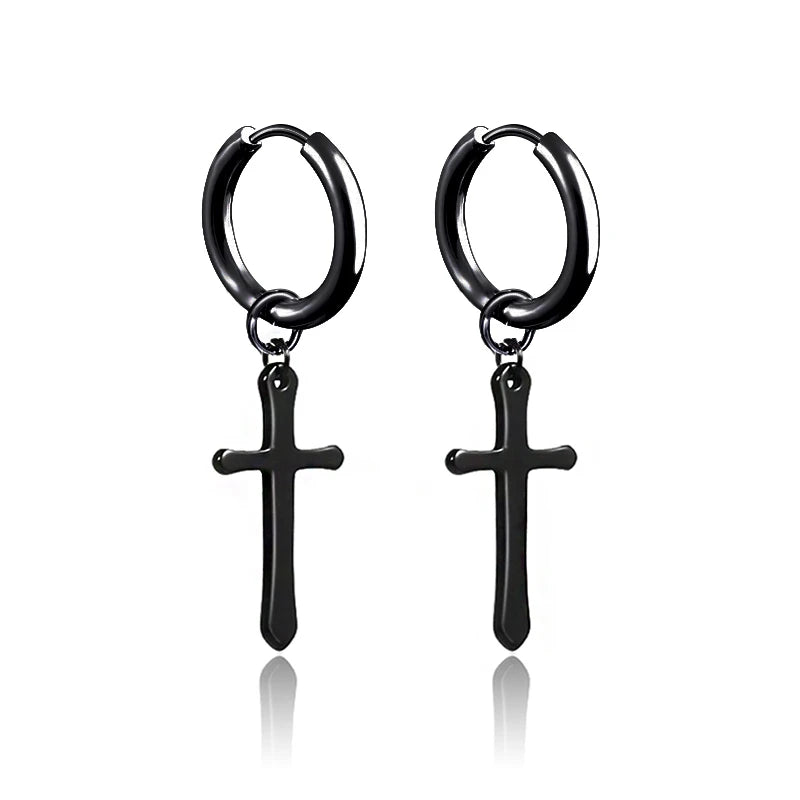 Unisex Black Punk Stainless Surgical Steel Stud Earrings