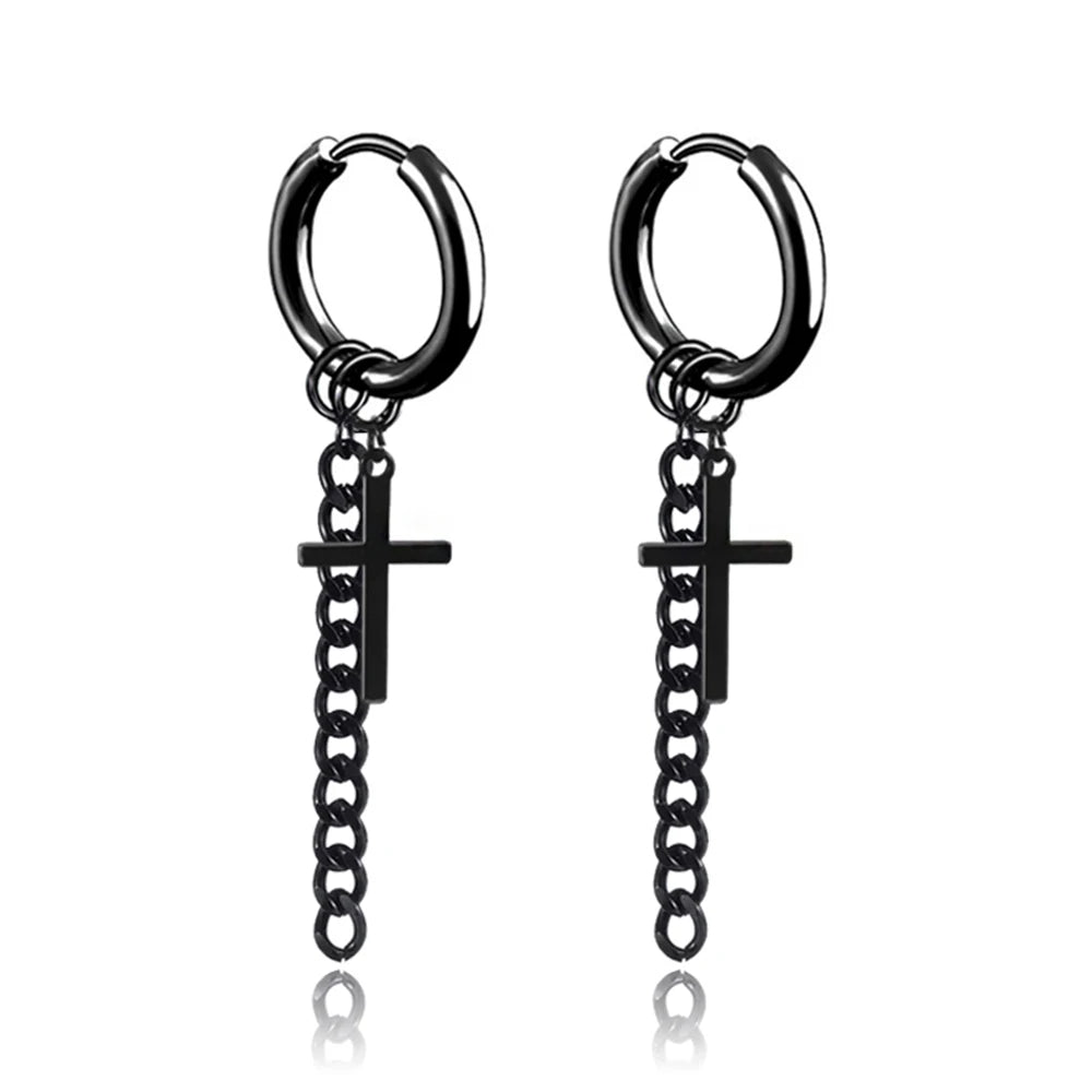 Unisex Black Punk Stainless Surgical Steel Stud Earrings