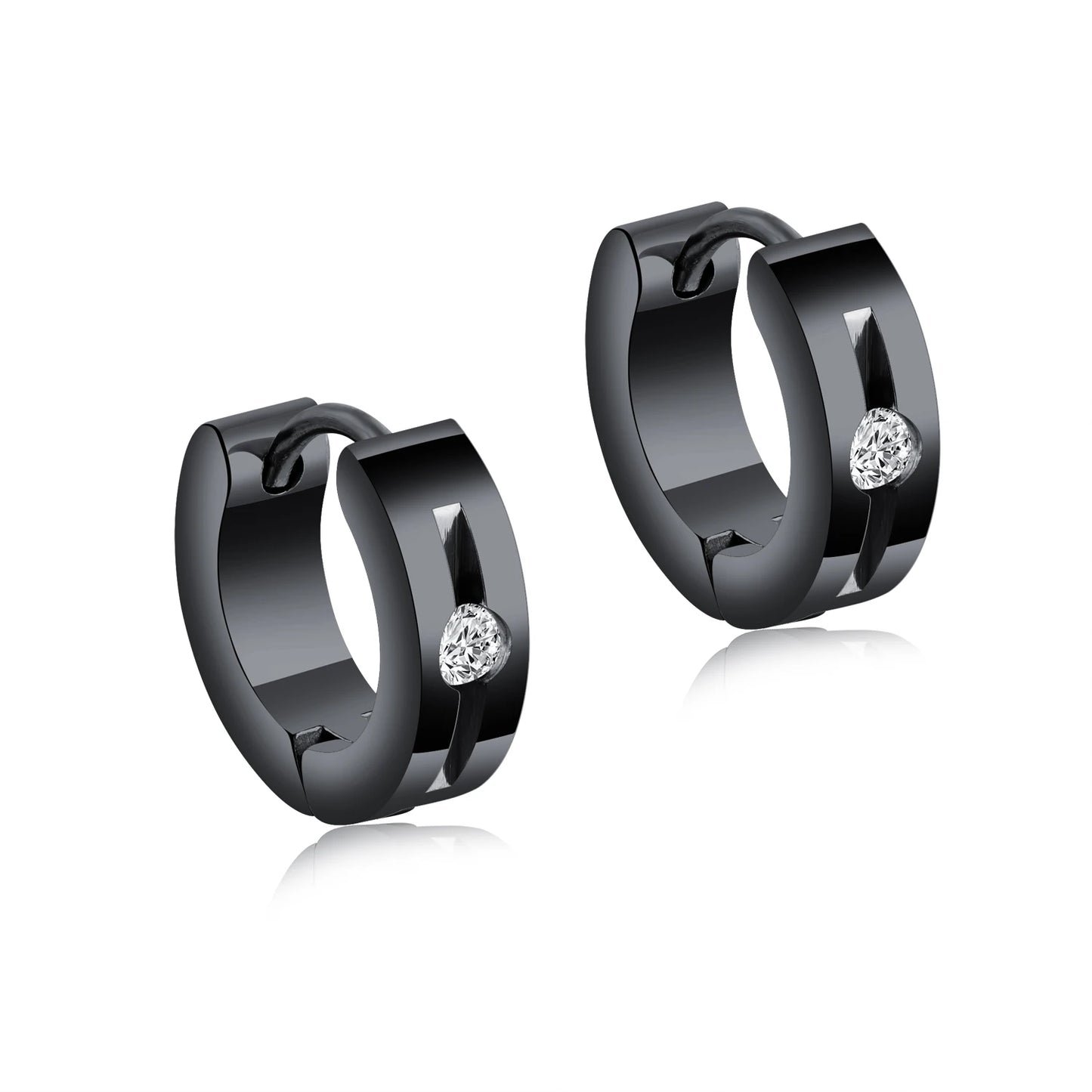 Unisex Black Punk Stainless Surgical Steel Stud Earrings
