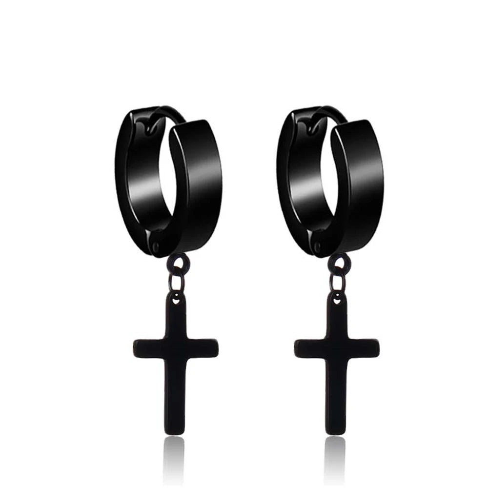 Unisex Black Punk Stainless Surgical Steel Stud Earrings
