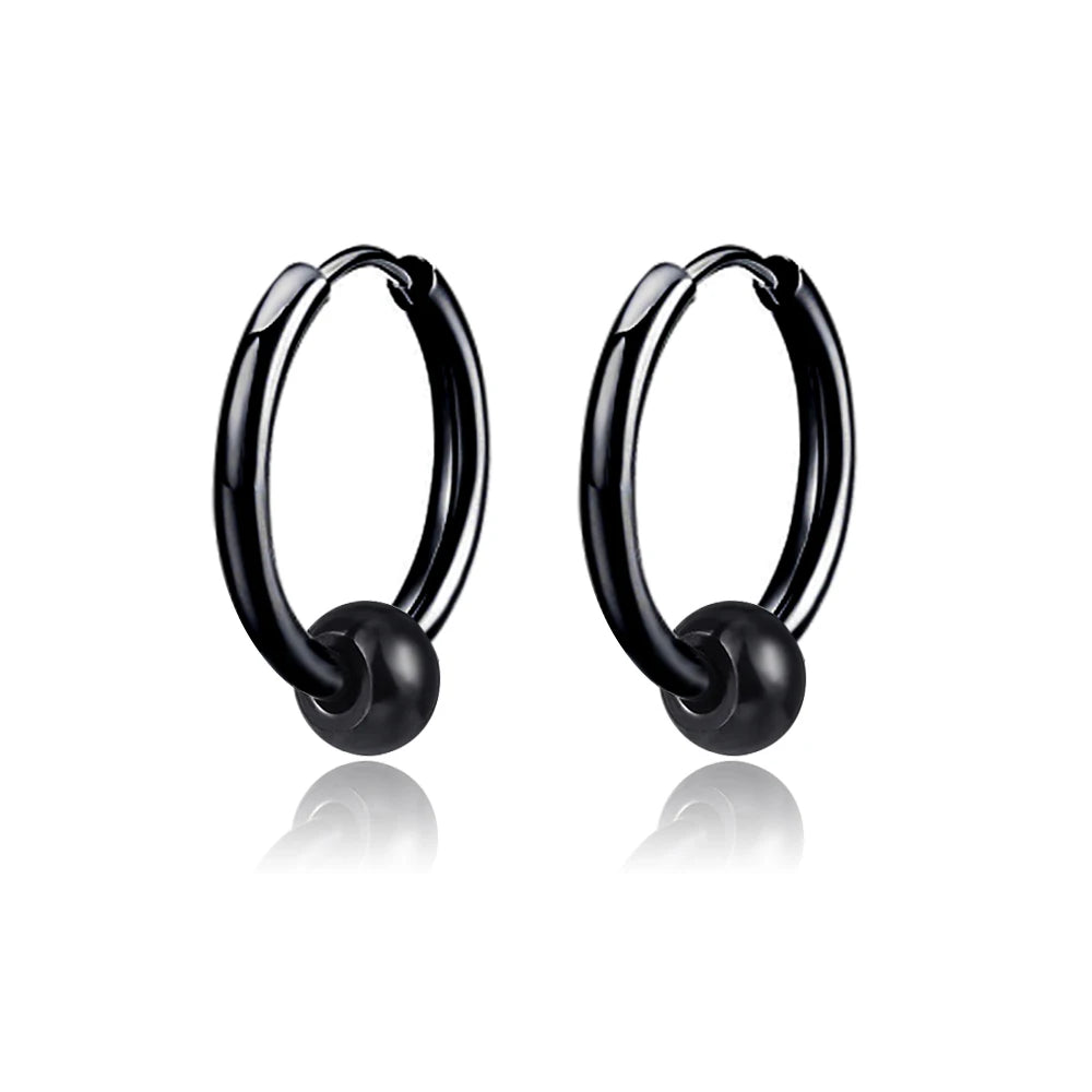 Unisex Black Punk Stainless Surgical Steel Stud Earrings