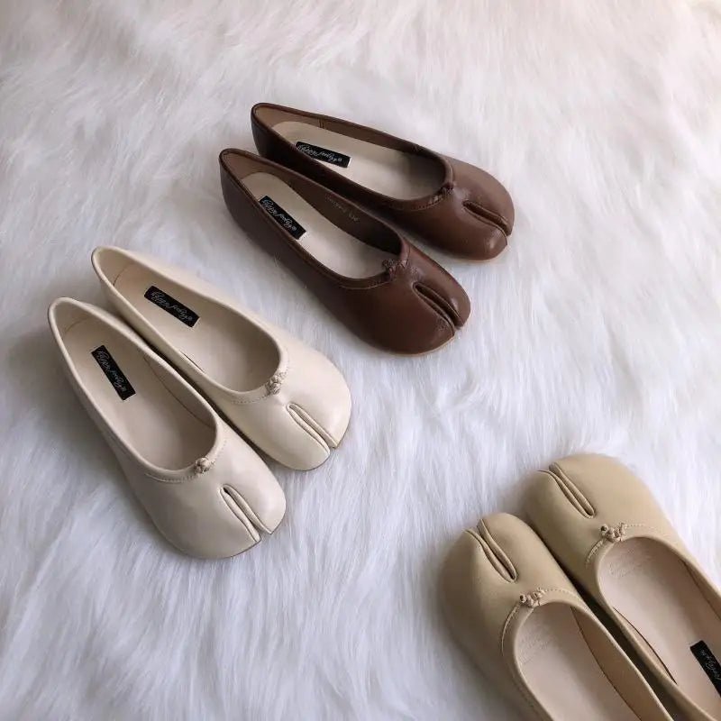 Ninja Girl Split-Toe Flats – Microfiber Leather Stealth Mode Comfort