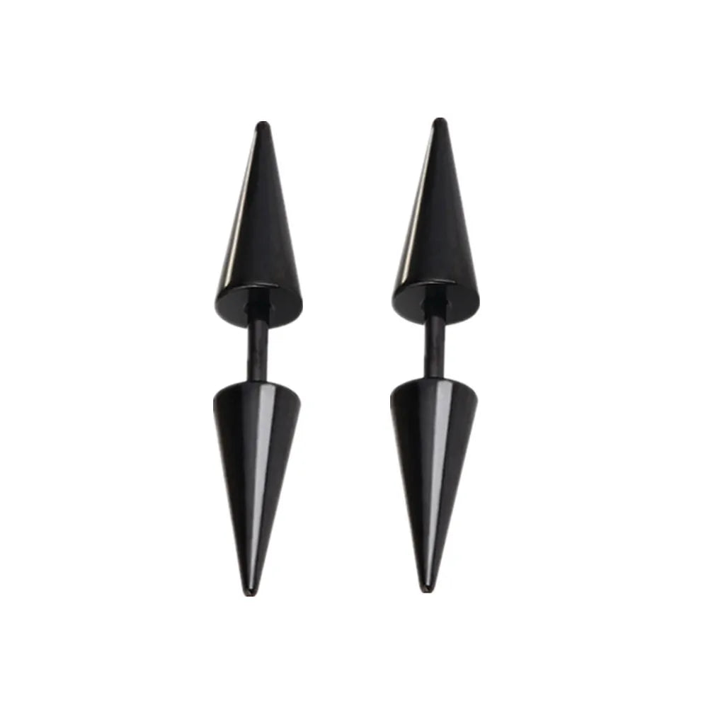 Unisex Black Punk Stainless Surgical Steel Stud Earrings