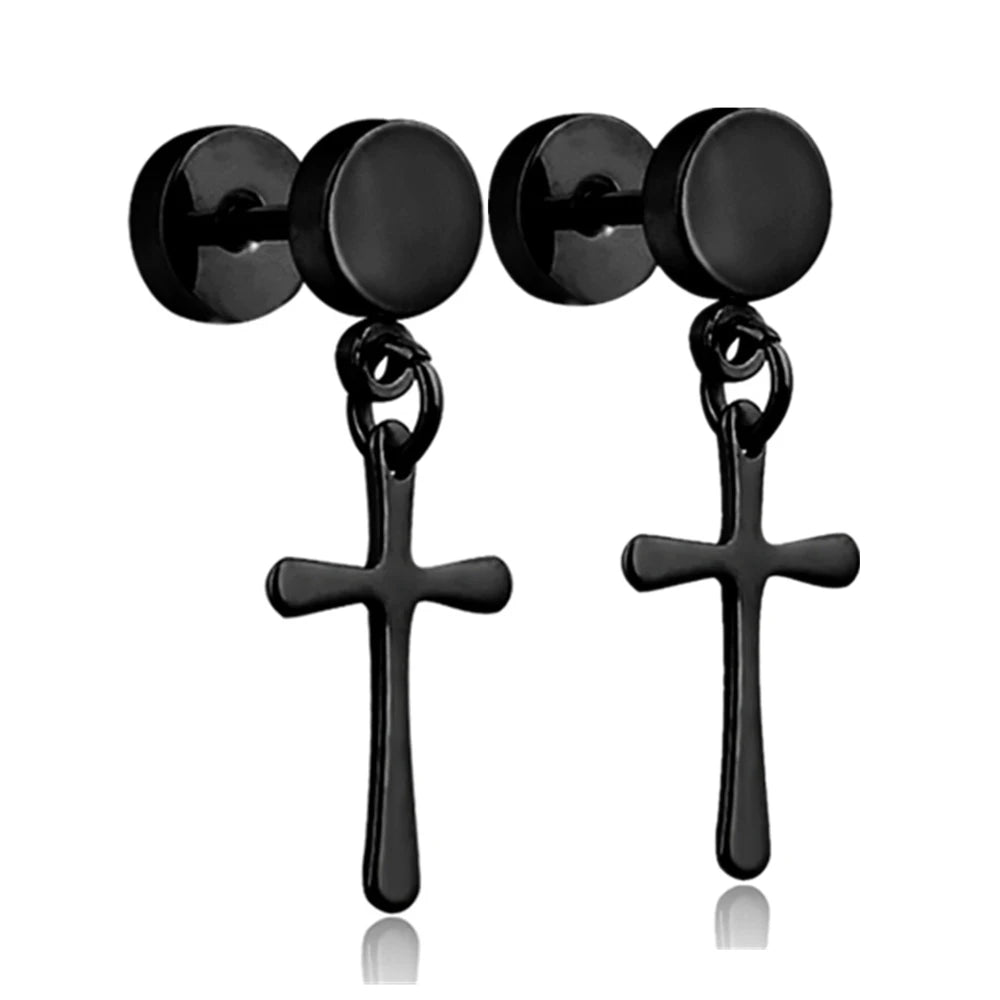 Unisex Black Punk Stainless Surgical Steel Stud Earrings