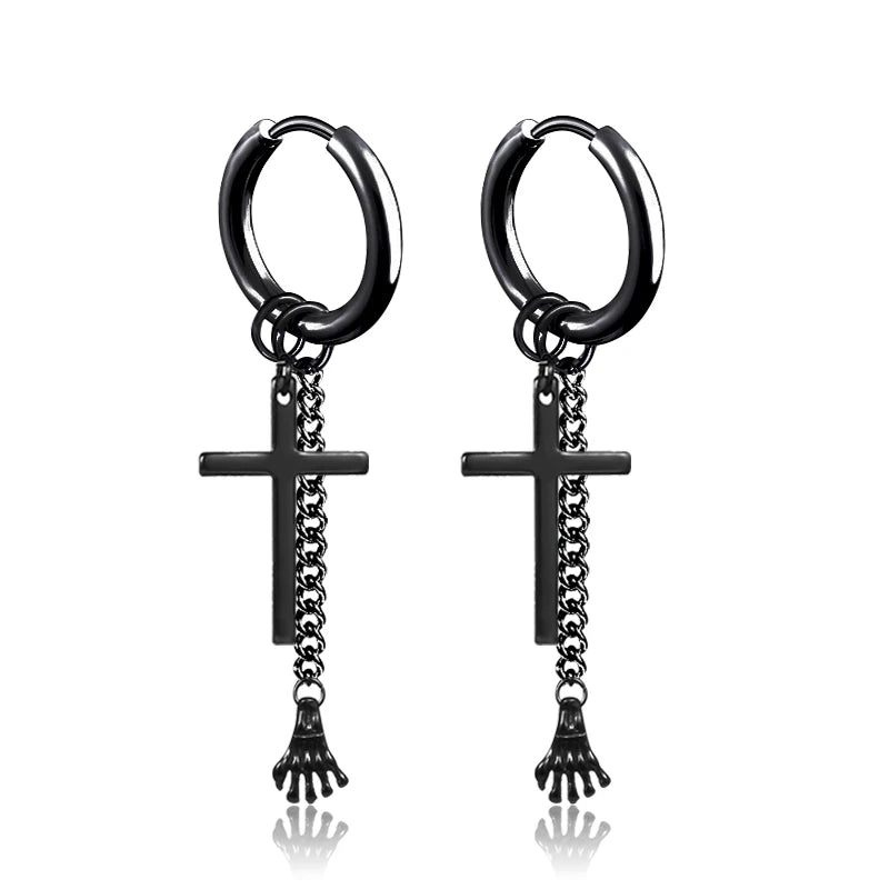 Unisex Black Punk Stainless Surgical Steel Stud Earrings