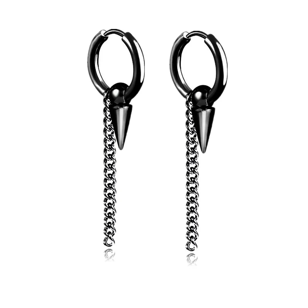 Unisex Black Punk Stainless Surgical Steel Stud Earrings