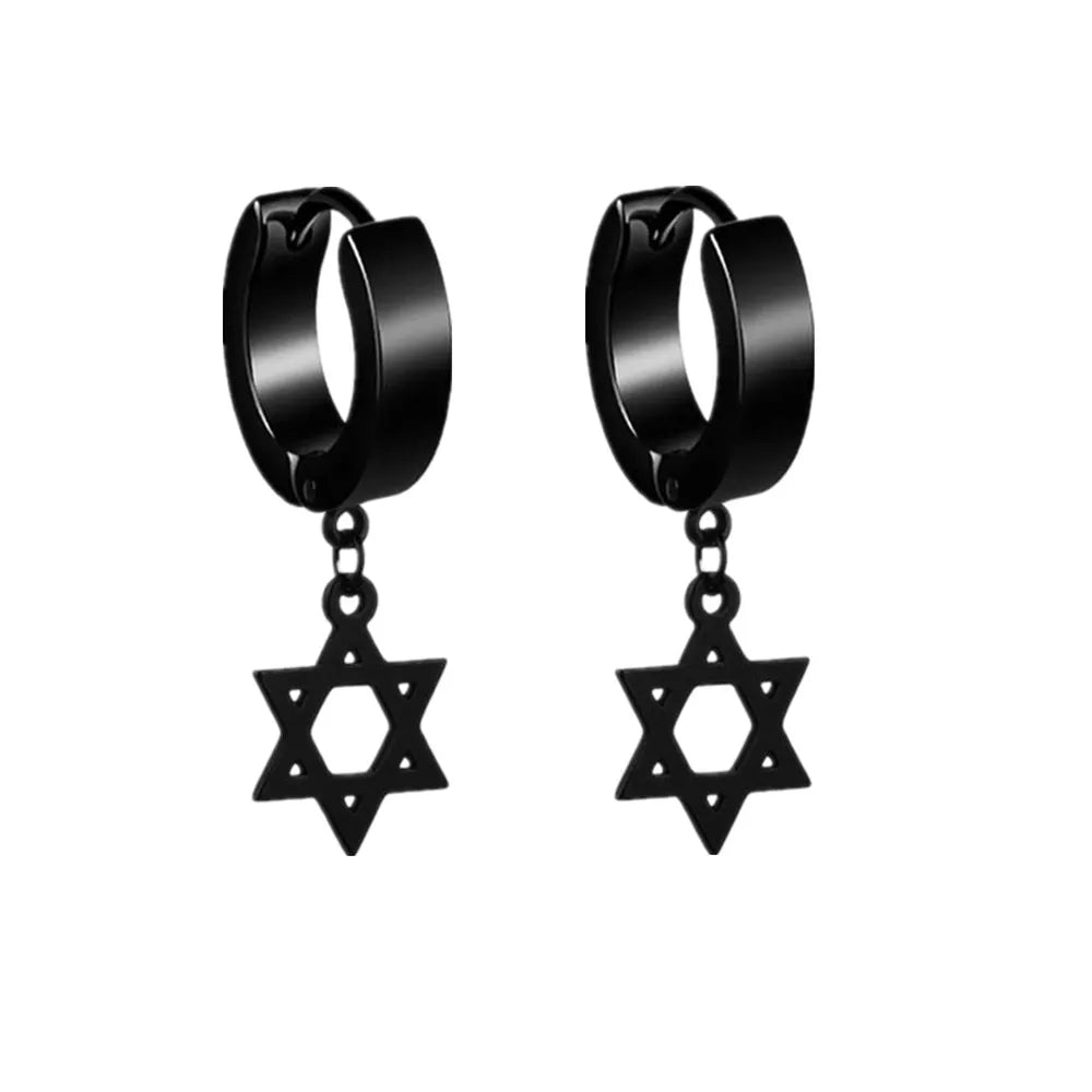 Unisex Black Punk Stainless Surgical Steel Stud Earrings