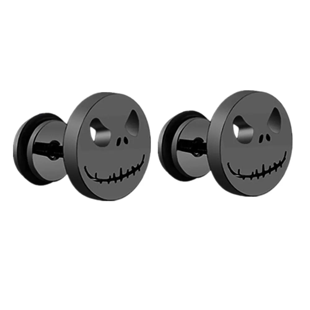 Unisex Black Punk Stainless Surgical Steel Stud Earrings