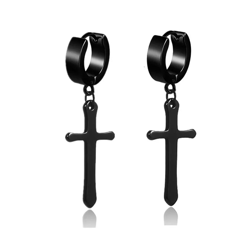 Unisex Black Punk Stainless Surgical Steel Stud Earrings