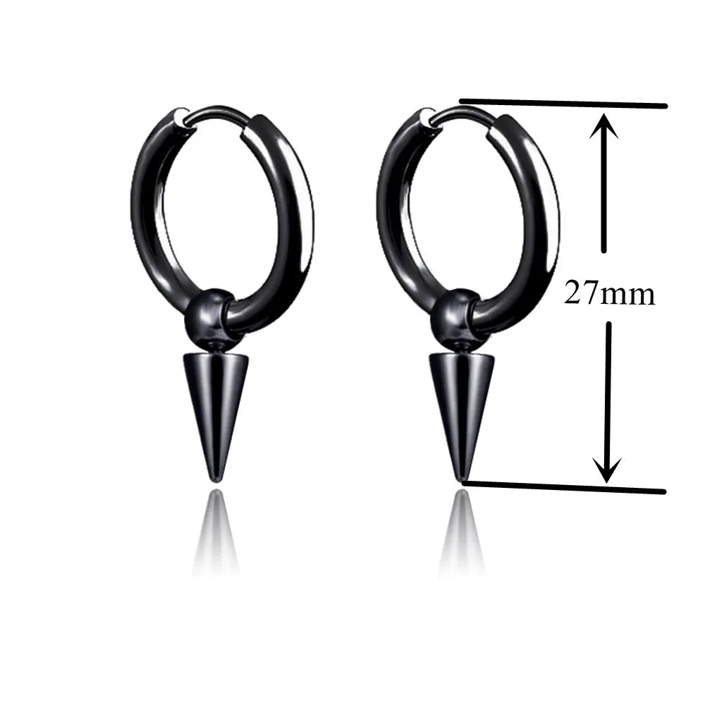 Unisex Black Punk Stainless Surgical Steel Stud Earrings