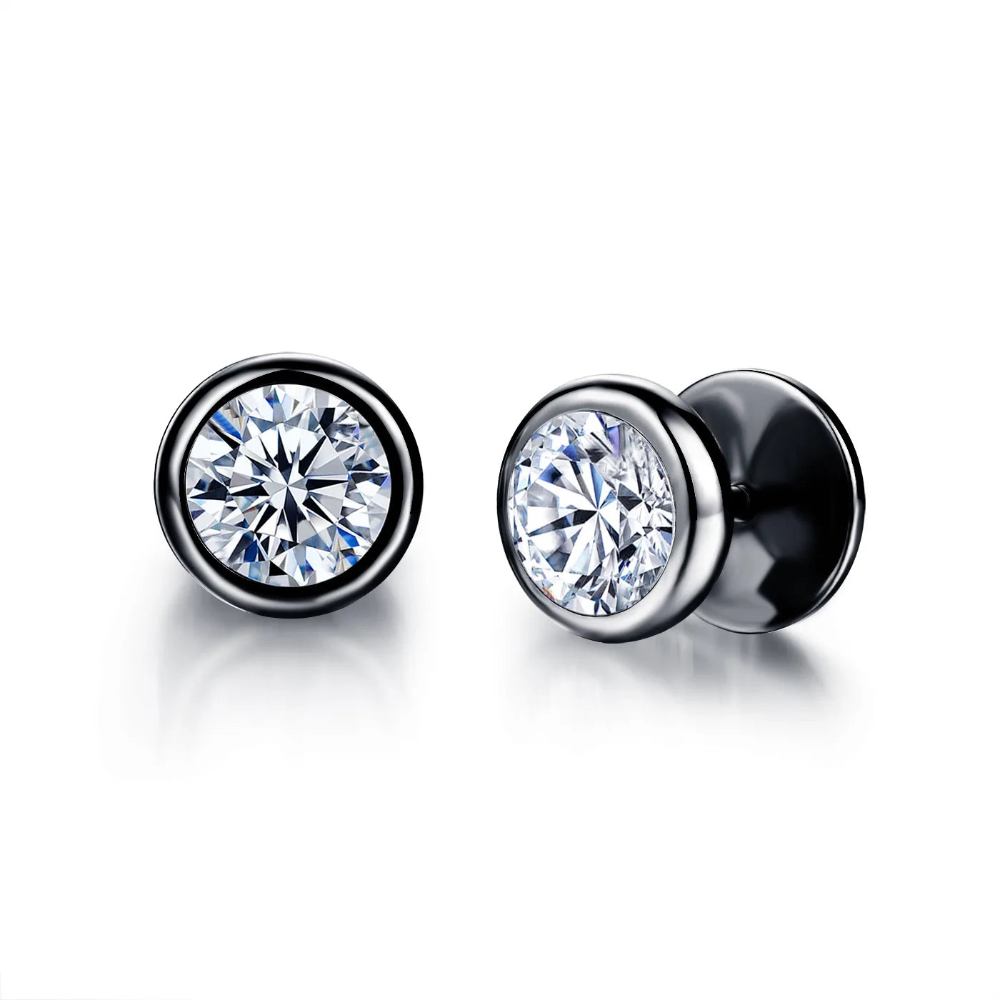 Unisex Black Punk Stainless Surgical Steel Stud Earrings