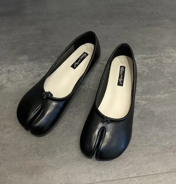 Ninja Girl Split-Toe Flats – Microfiber Leather Stealth Mode Comfort