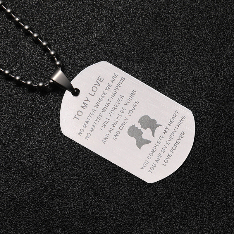 Stainless steel tag necklace to my love alphabet military pendant necklace