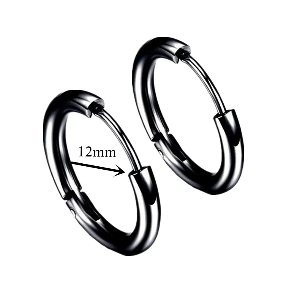 Unisex Black Punk Stainless Surgical Steel Stud Earrings