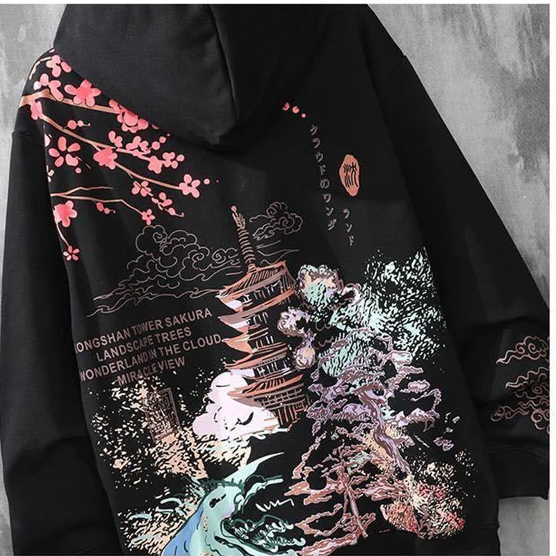 Men's anime hip-hop japanese streetwear Sweatshirt hoodies
