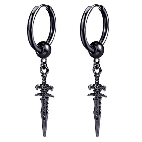 Unisex Black Punk Stainless Surgical Steel Stud Earrings