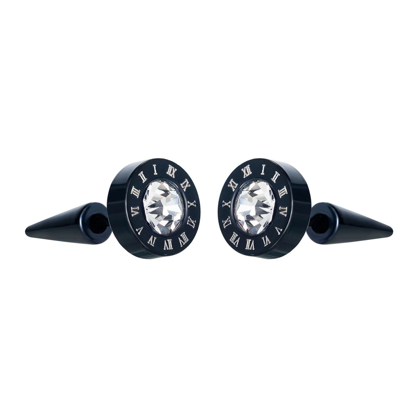 Unisex Black Punk Stainless Surgical Steel Stud Earrings