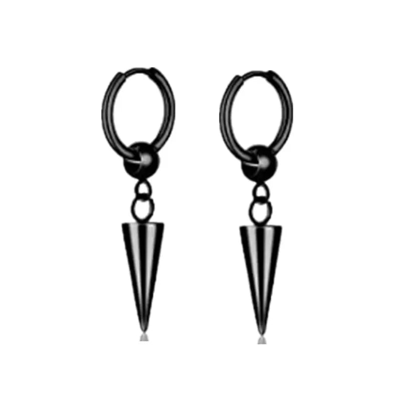 Unisex Black Punk Stainless Surgical Steel Stud Earrings