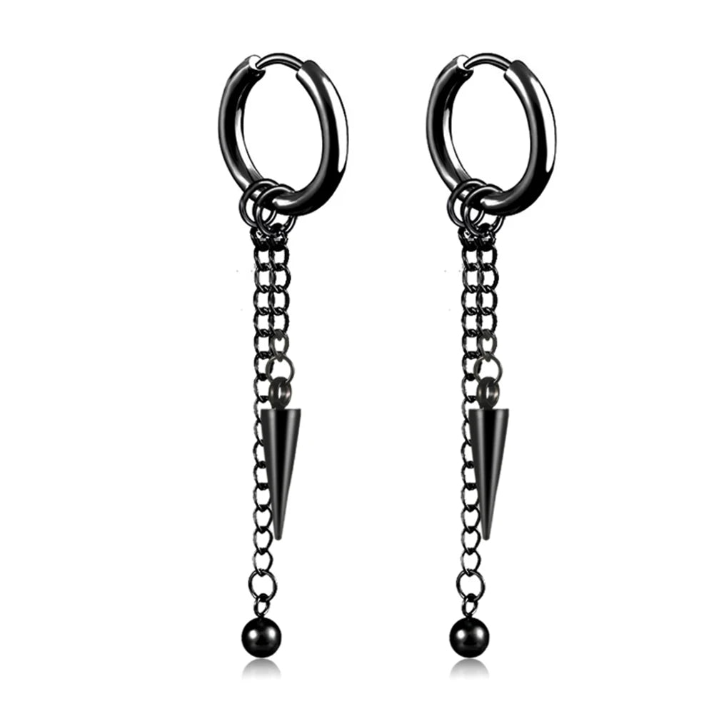 Unisex Black Punk Stainless Surgical Steel Stud Earrings
