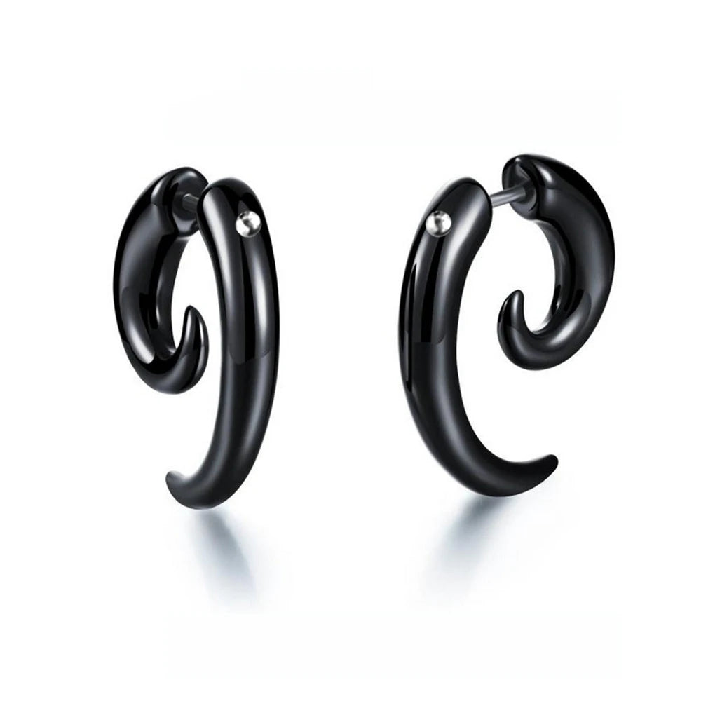 Unisex Black Punk Stainless Surgical Steel Stud Earrings