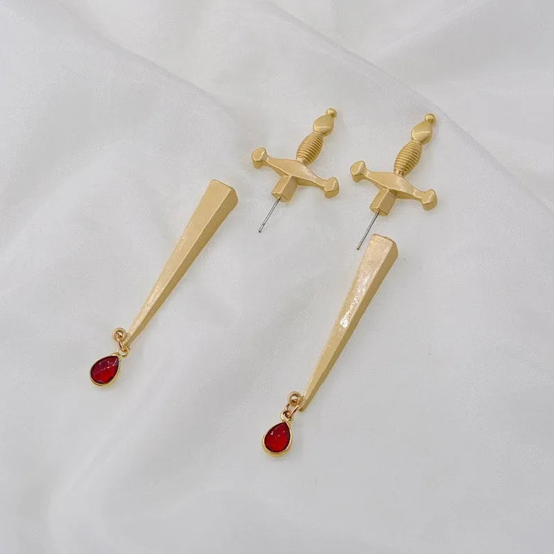 Sword with Bood Drop Earrings