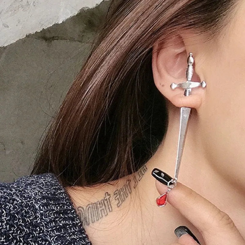 Sword with Bood Drop Earrings