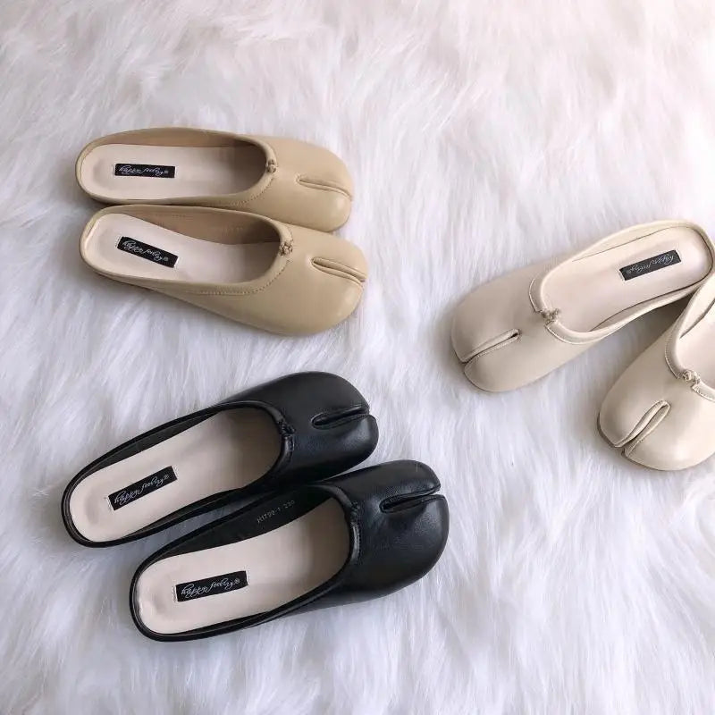 Ninja Girl Split-Toe Flats – Microfiber Leather Stealth Mode Comfort