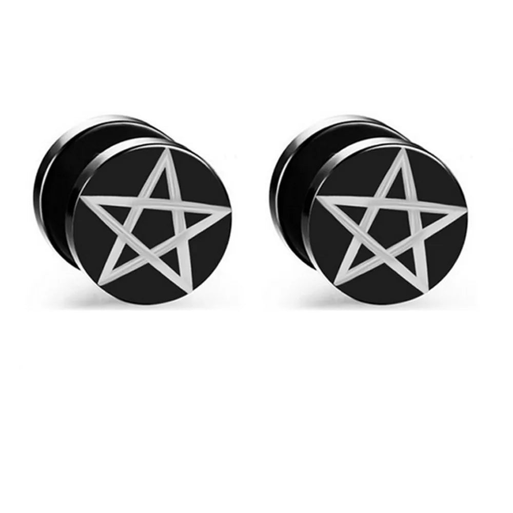 Unisex Black Punk Stainless Surgical Steel Stud Earrings