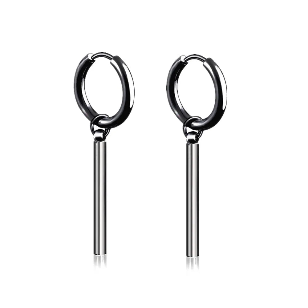 Unisex Black Punk Stainless Surgical Steel Stud Earrings