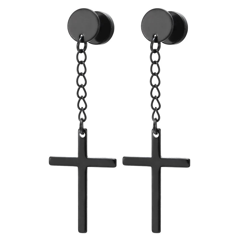 Unisex Black Punk Stainless Surgical Steel Stud Earrings