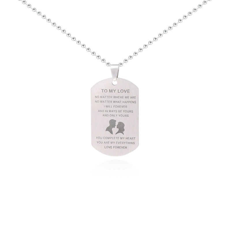 Stainless steel tag necklace to my love alphabet military pendant necklace