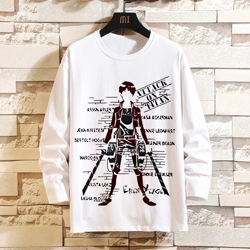 Attack on Titan Clothes Wings of Liberty Long-Sleeved T-Shirt Two-Dimensional Anime Peripheral Japanese Mens Base Shirt Autumn Outfit